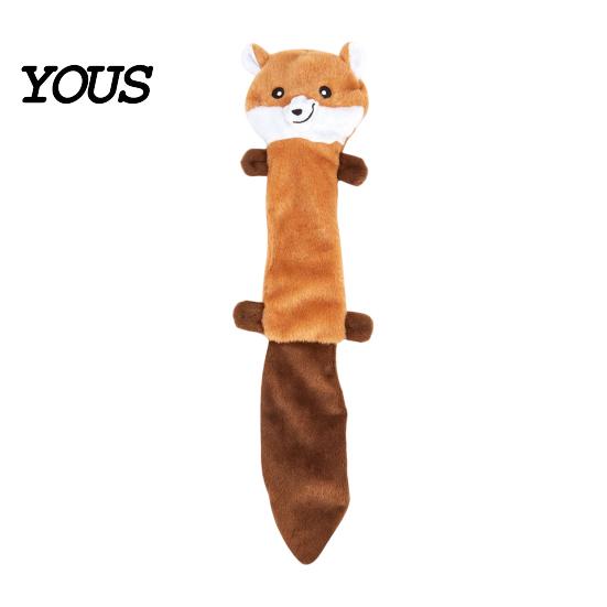 Interactive Plush Toys for Pets Crinkle Animal Dog Toy, Squeaky Chew Fox Raccoon Pet Companions Daily Play Squirrel Puppy Teething Toy Small