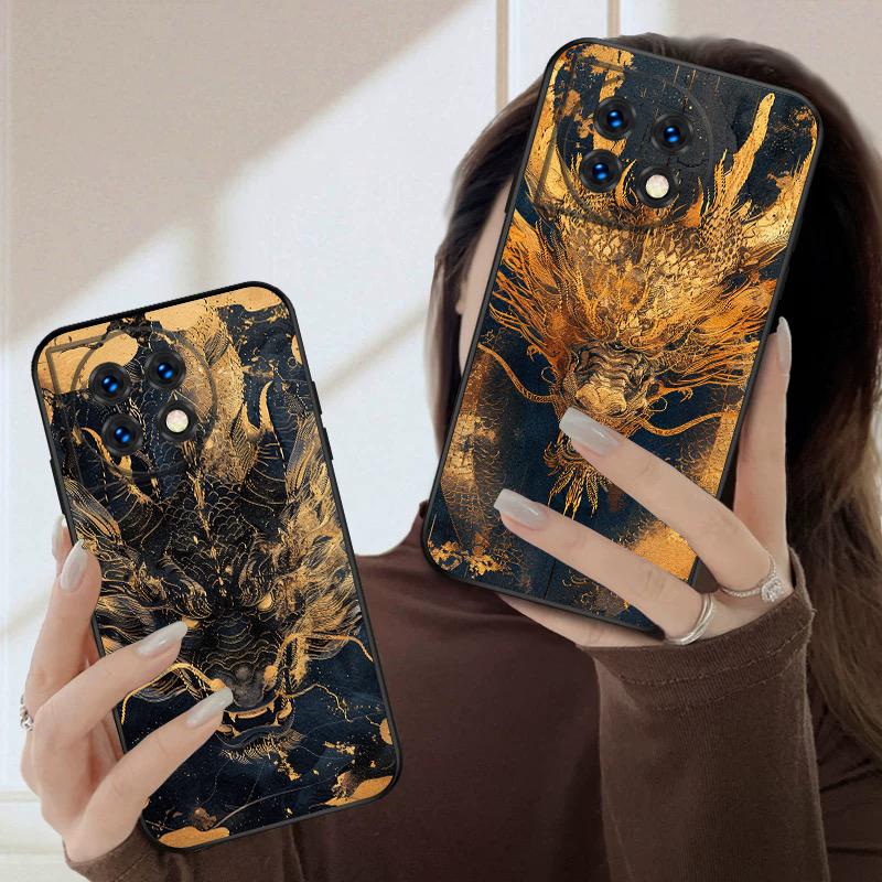 Golden Dragon For OnePlus 8 9 11 12 13 10 Pro 9RT 8T 12R Ace 3 5 2V Nord CE 2 4 Lite N20 SE 30 N200 silicone soft phone case
