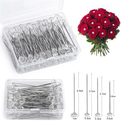 100pcs Diamond Bouquet Corsages Pins Flower Crystal Rhinestones Floral Pins Diamonds Pins For Bouquets Wedding Bridal