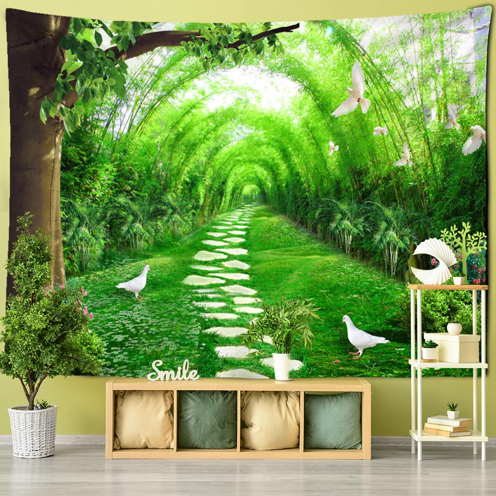 

Метасеквойя кусты гобелен настенный тропические растения лес Бохо психоделический колдовство мистический домашний декор 95x70cm