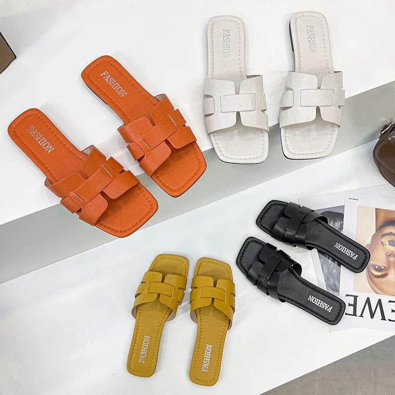 Fashion Fashion Summer Slipper Women Shoes Ladies High Quality Slides Design Sandals Woman Shoes New Beach Flat Shoes Female Slippers