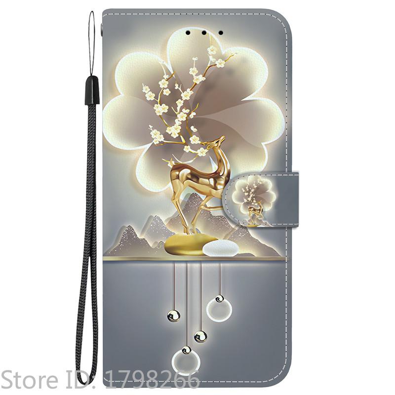 Elegante Portafoglio Colorato con Fiore Custodia per Telefono per Samsung Galaxy A27 5G SM-A276 A 27 Copertura in Pelle Flip Magnetica Carino Modello 3D Capa