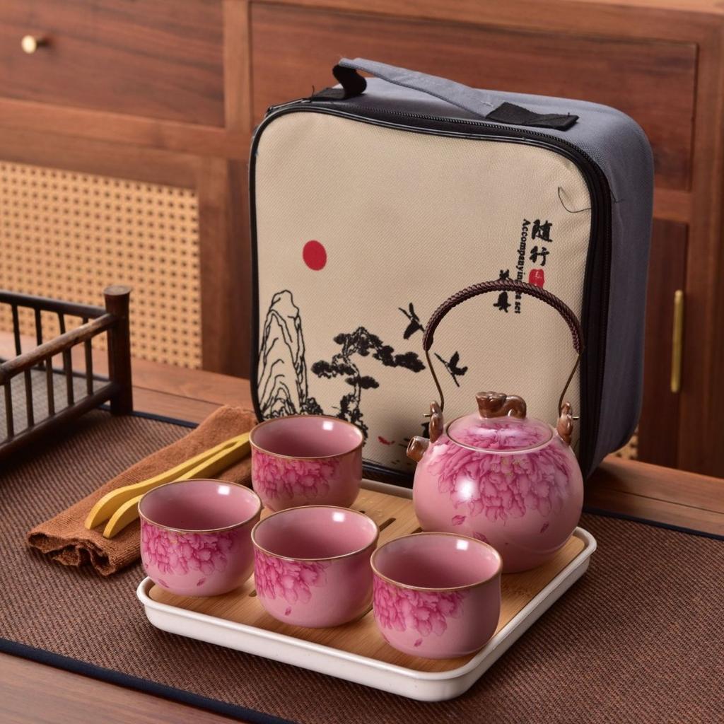 Chinese Kung Fu Travel Tea Set Creative Ceramic Portable Outdoor Travel Teapot Teacup Traditional Tea Ceremony Teaware Gift Box