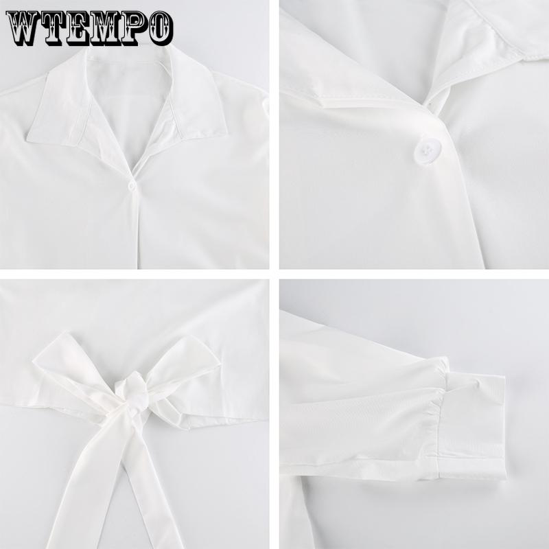 WTEMPO Vintage Streetwear Harajuku Bluze pentru femei Coreeană la modă Negru Alb Gri Cămăși cu mânecă lungă Tunica Chic Topuri decupate