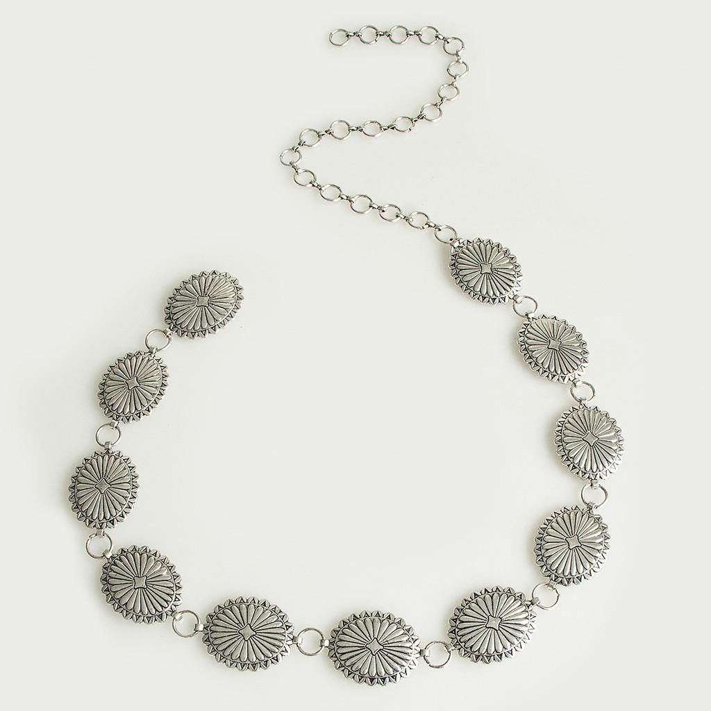 Bohemian Waist Womens Chain With Embossed Metal Finish For Summer And Winter Wear