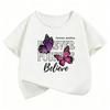 Graphic Butterfly Design T-Shirt Printed T Shirt Girls' Summer Clothes Short Sleeve Tops T-Shirts Cute Girls Clothing Kids