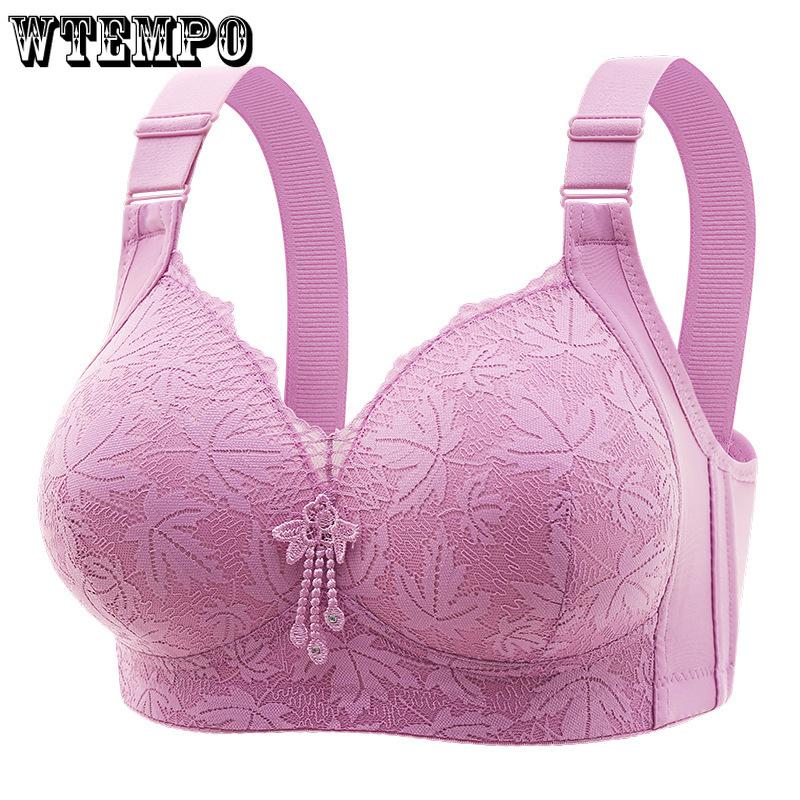 Large-sized Bras Without Underwire Women's Adjustable Sexy Bra Lace Bra Gathering Beauty Back Bra