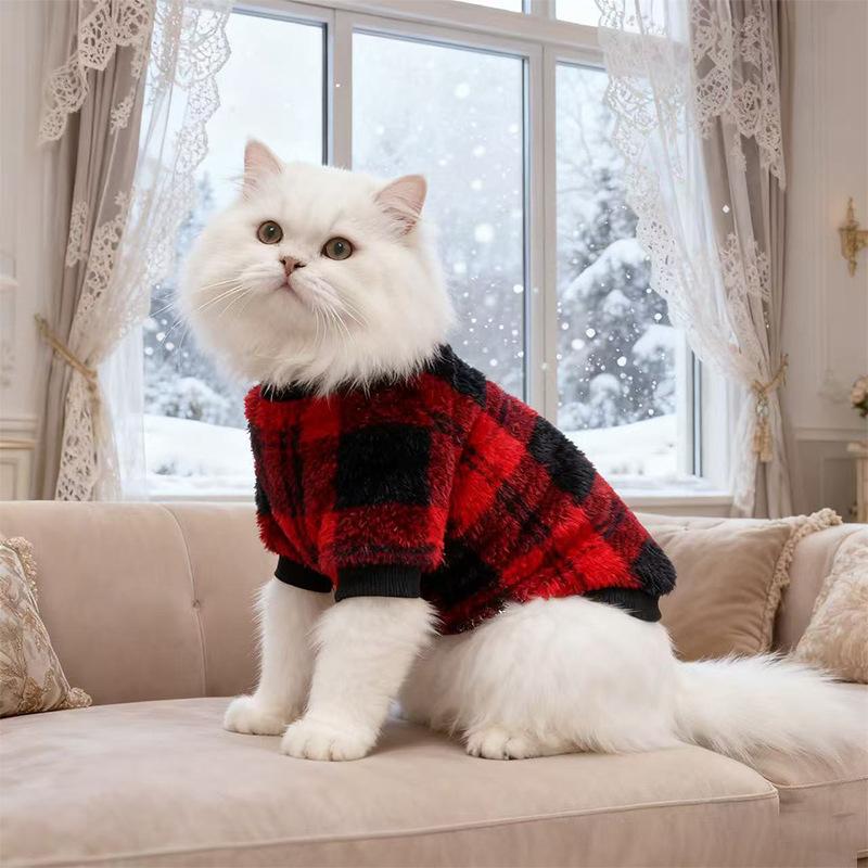 Dog clothes dopamine pet clothes thickened warm dog fleece classic plaid teddy fight dog clothes