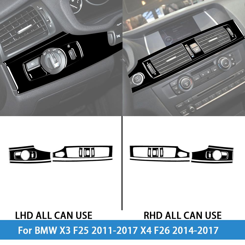 For BMW X3 F25 2011-2017 X4 F26 2014-2017Car Accessories Piano Black Interior Air Vent Taillight Console Trim Modified Sticker