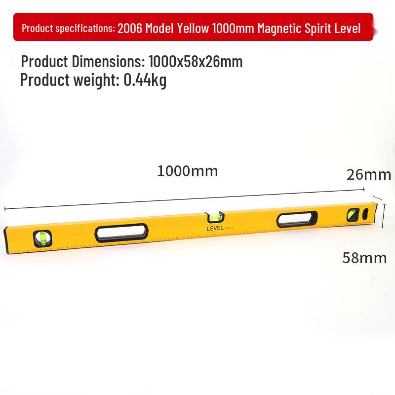High-Precision Magnetic Spirit Level - Cast Aluminum, Strong Magnet, Multiple Specifications, Professional Measuring Tool for Home Use.