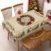 Christmas Santa Reindeer Red Ribbon Bow Tablecloth for Table Decor Reusable Winter Kitchen Dining Tablecloth Xmas Decorations