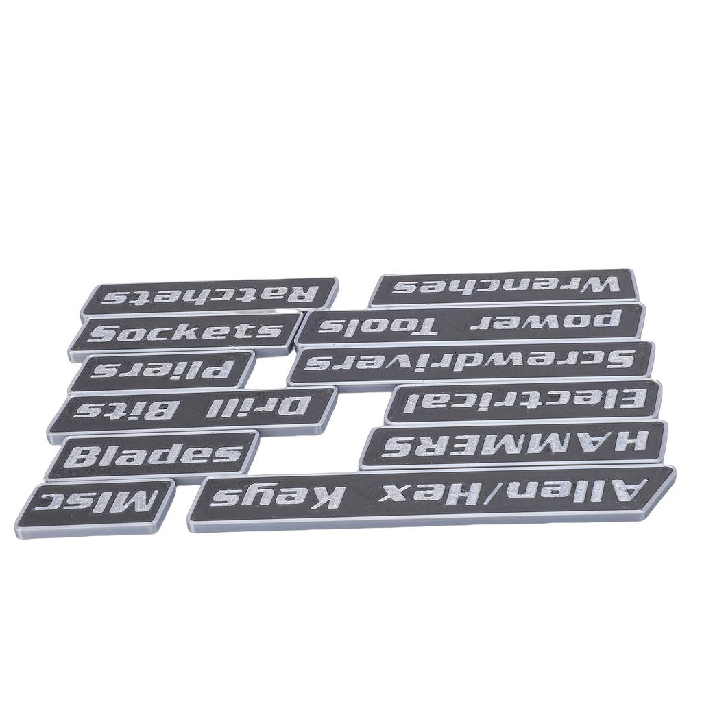 12pcs Magnetic Toolbox Labels Reusable 3D Printed Toolbox Drawer for Steel Tool Boxes Cart Drawers Cabinets