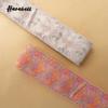 Coconut Tree Pattern Guitar Strap with Bronze Buckle - Pink Shadow & Grey Vine Design