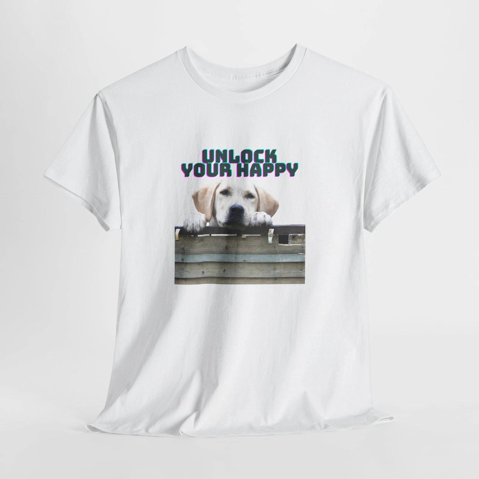 Cute Dog Graphic Tee - Unlock Your Happy, Animal Lover Gift, Pet [...] L