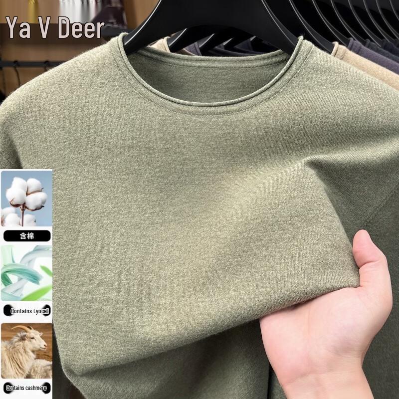 Yalu Men's Cashmere-Blend Crew Neck Thermal Knit Sweater