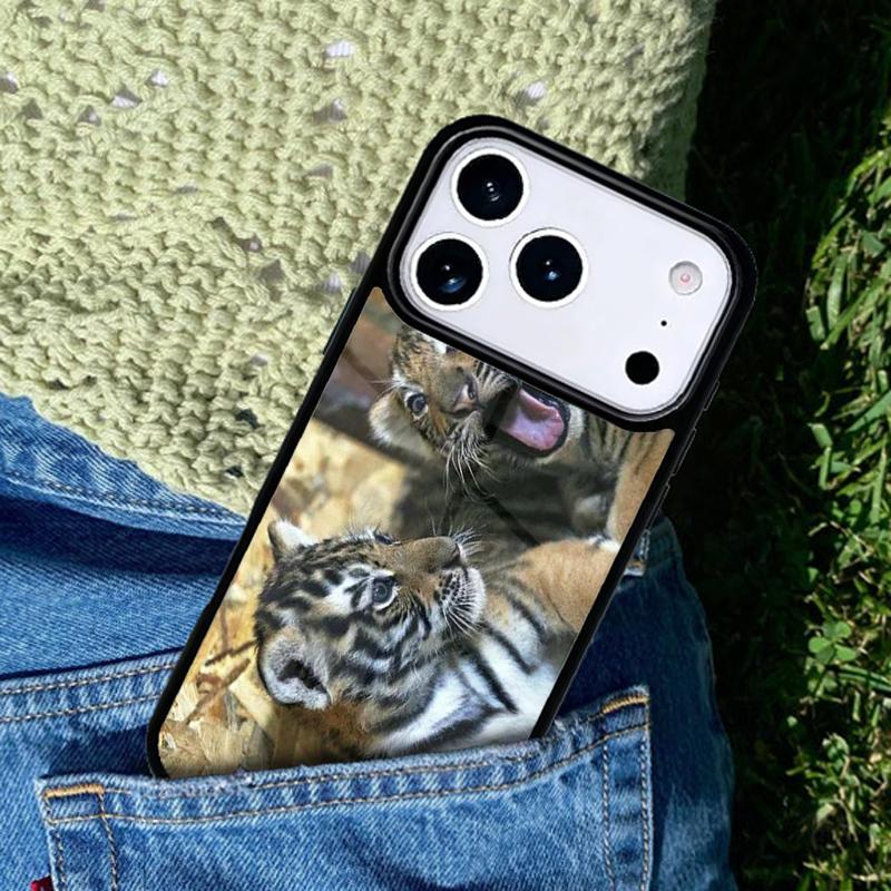 Zoo Animals 1 Tiger Cubs Phone Case For iPhone 17 AIR 16 Pro Max 15 14 Pro 11 12 13 Shockproof Silicone Cover
