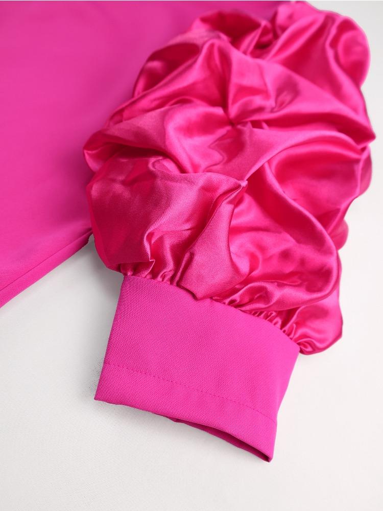 Elegantes Damenhemd Colorblock Blusen Umlegekragen Lange Ärmel Knöpfe Taschen Patchwork Büro Damen Business Afrikanisch