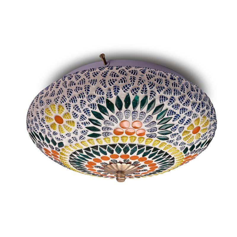 Mosaic Crafted Multicoloured Decorative Glass Ceiling Light