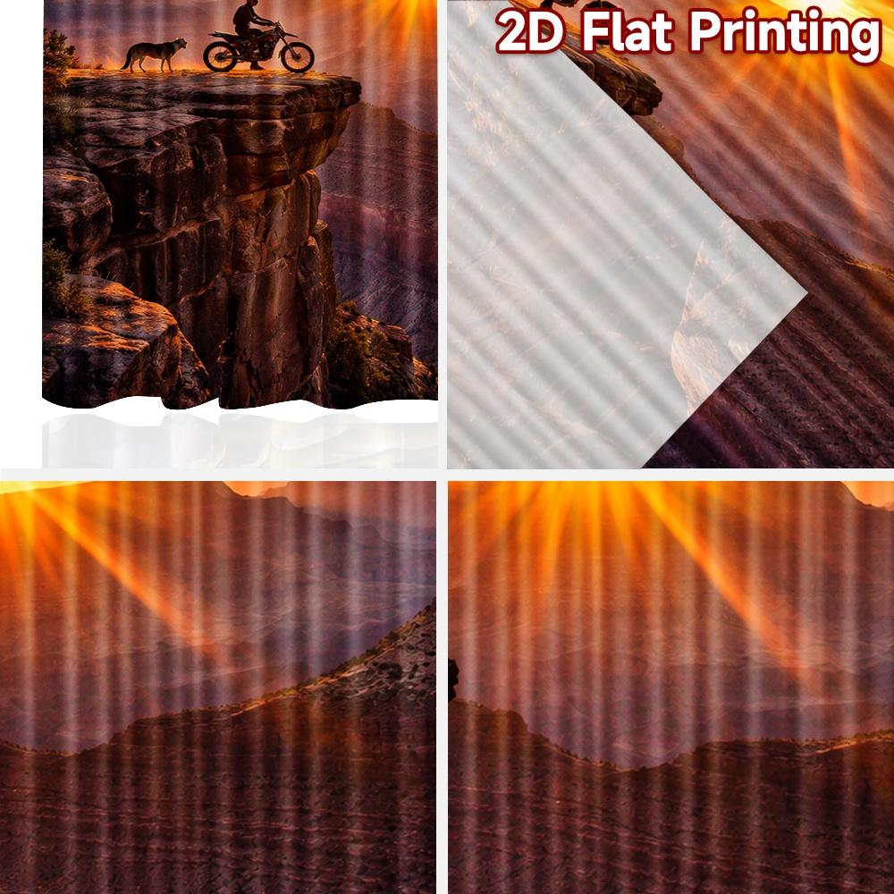 2D Flachdruck 2 Stück Vorhang Party Fenster Vorhänge Sonnenuntergang Abenteuer Klippe Digital Bedruckte Polyester Vorhänge Festliche Vorhänge für