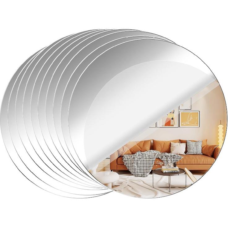 Acrylic Round Mirrors Self Adhesive Non Glass Mirror Circle Wall Mirror Clear Wall Sticker Decals for Wedding Table Centerpiece and Home Living Room