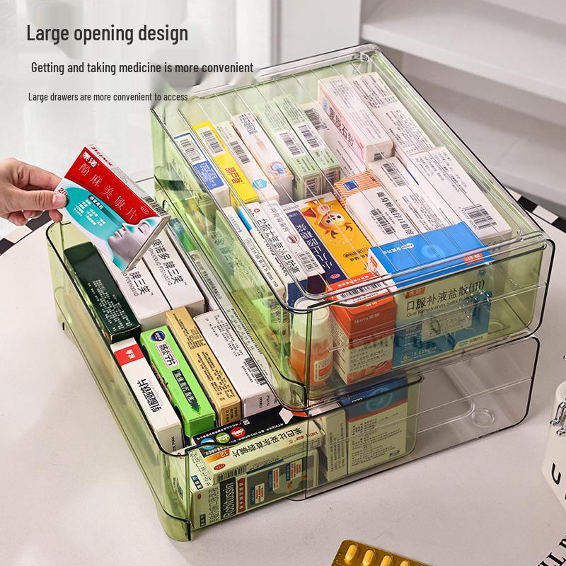 Transparent Large-Capacity Medicine Storage Box: Moisture-Proof, Dust-Proof, Drawer Type for Home Use