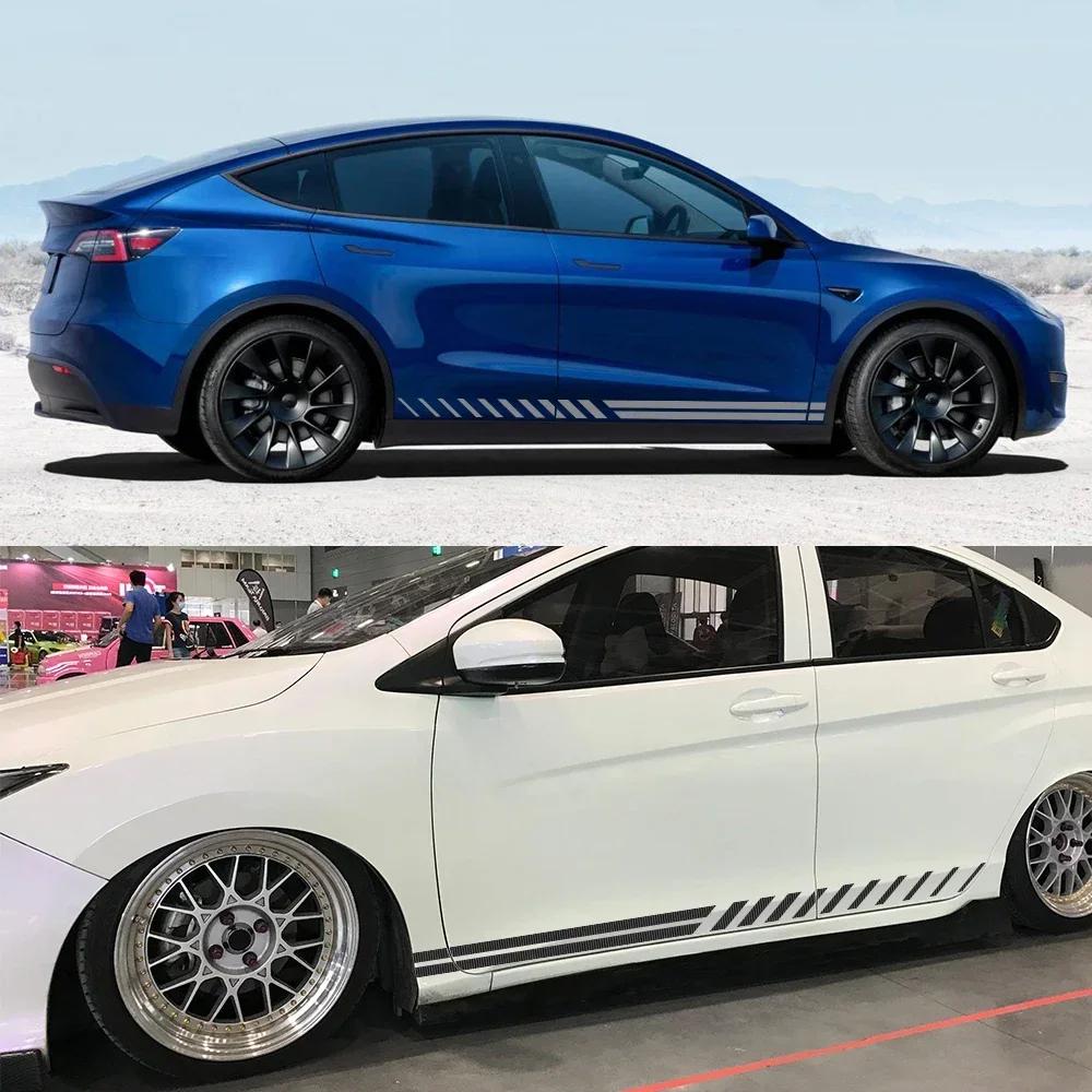 2 Stück Auto Seitenstreifen Seitenstreifen Schürzen Grafiken Vinyl Aufkleber Decals Für Tesla Model Y Auto Karosserie Aufkleber Decal Zubehör