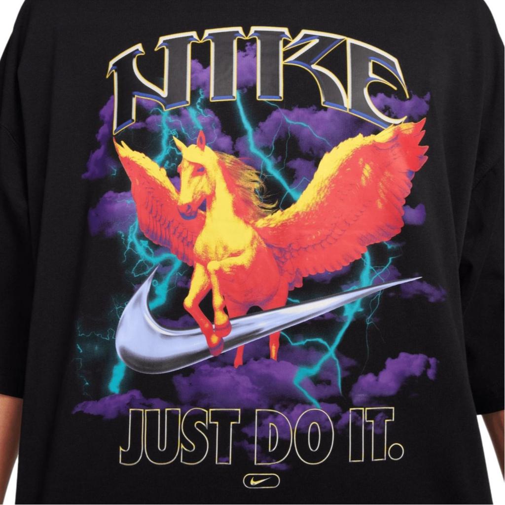 Nike Sportswear Letter Print Pattern Loose Fit Round Neck Short Sleeve T-Shirt Men Tops Black FJ1089-010