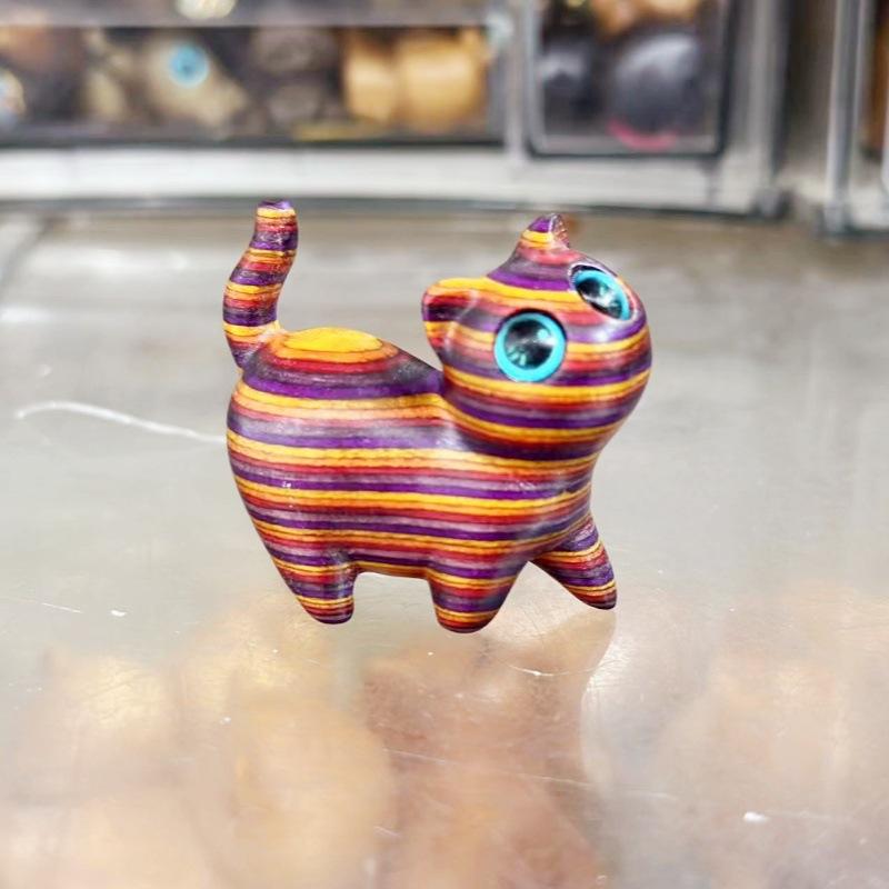 

Миниатюрные фигурки кошек, украшение, милый цветной деревянный кот, настольный офисный аксессуар, украшение для дома, подарок, сувениры