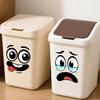 4pcs Cartoon Face PVC Self-Adhesive Stickers, Glossy & Removable, Multi-Scene Indoor/Outdoor Use for Trash Can, Fridge