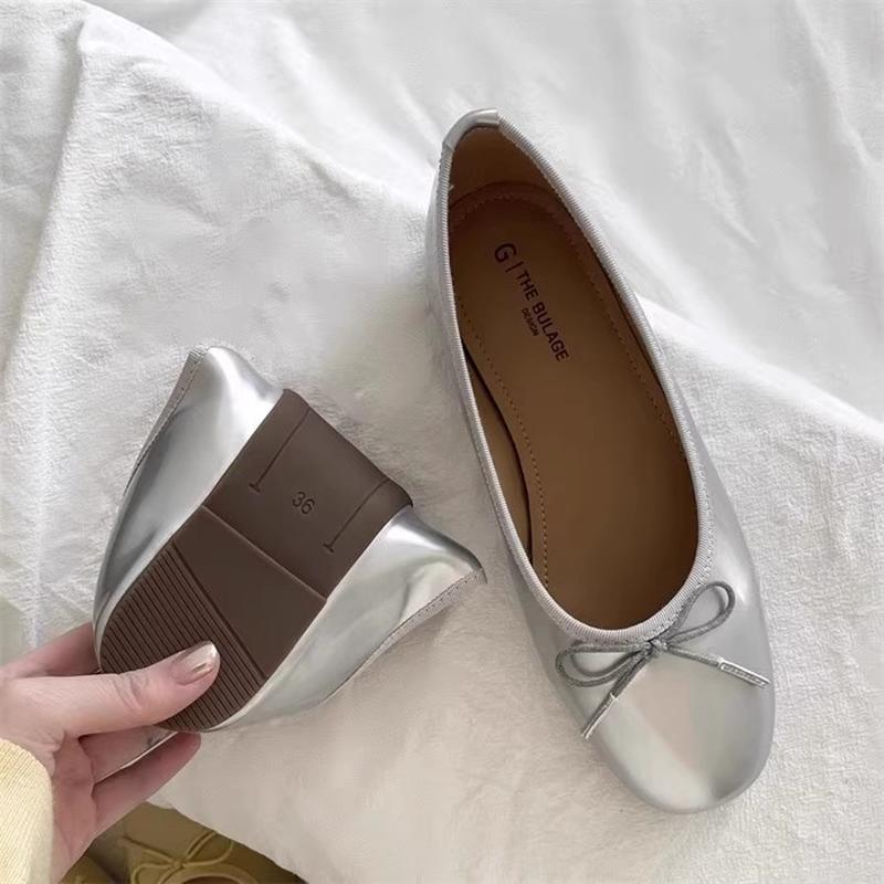 Fashion SUOJIALUN Spring New Women Flat Shoes Fashion Round Toe Shallow Slip On Ladies Elegant Ballerina Shoes Soft Flat Heel Ballet Sho