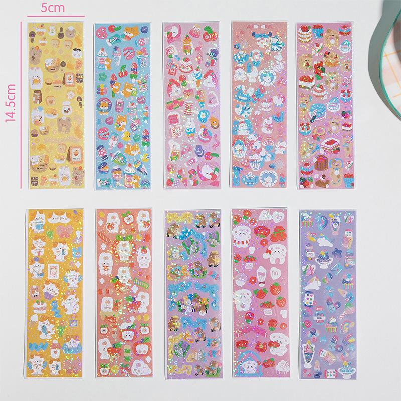 

10 шт. наклеек в упаковке Kawaii Laser Cute Stickers Diy Korean Stickers Laptop Scrapbook Decal Top Sticker
