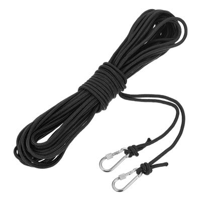 Uxcell Hollow Braid Polypropylene Anchor Rope with Hook, 1/4" 66 Feet Nylon Floating Line, Lifeboat Anchor Rope for Marine Pools, Black