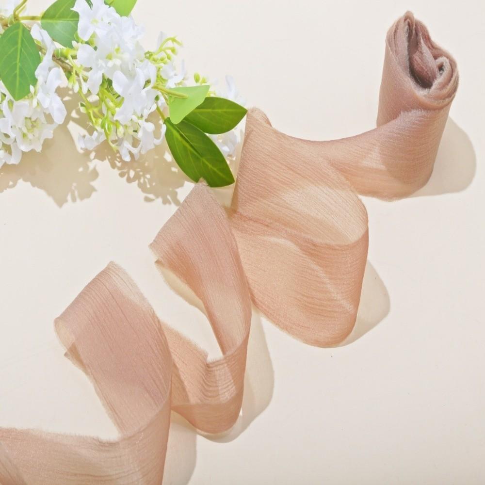 

1.6In x 5 Yards 4cm Silk Chiffon Ribbons Bridal Bouquets Cake Packaging Ruffled Gauze Ribbon Handmade Bows DIY Handicrafts L хаки