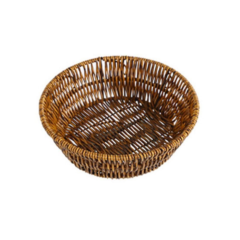 1Pcs Round Rectangular Shape Storage Tray Breakfast Bread Food Plastic Rattan Threads Basket