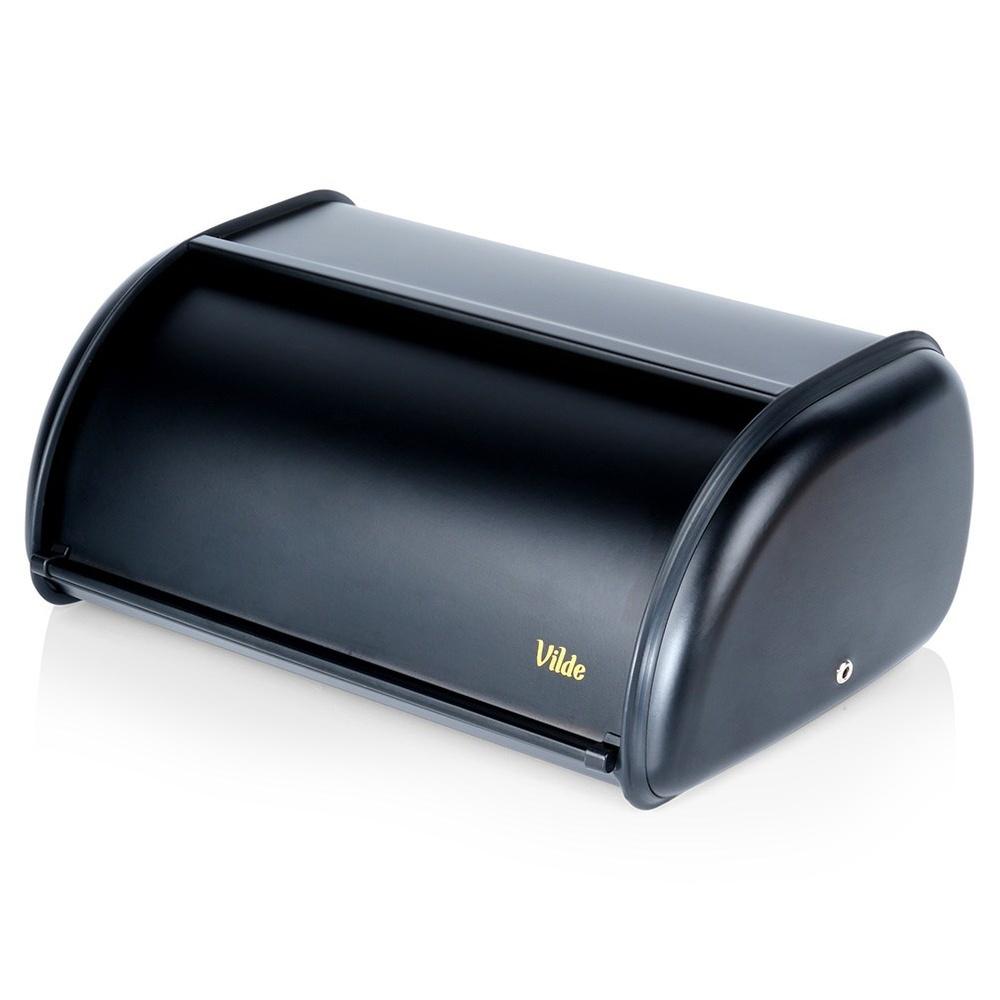 Small Black Bread Bin Metal Kitchen Container for Bread, Rolls