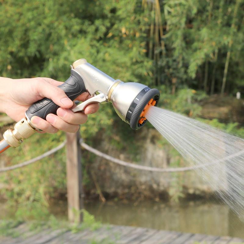 Heavy Duty 9 Patterns Adjustable Water Hose Sprayer Nozzle Gun for Watering Plants, Lawn& Garden, Washing Cars, Showering Pets