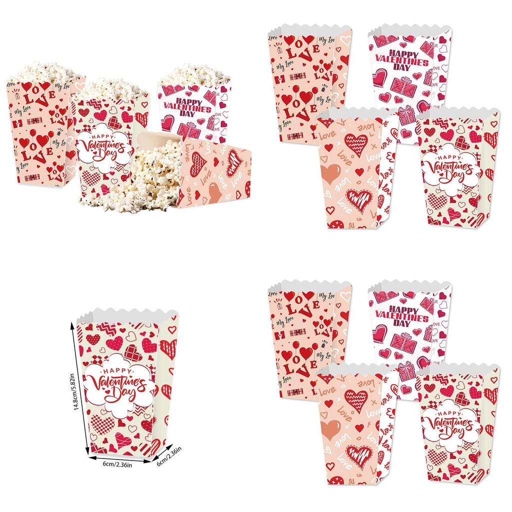 Love You Valentines Day Paper Popcorn Box With Cartoon Style For Party Decor And Gift