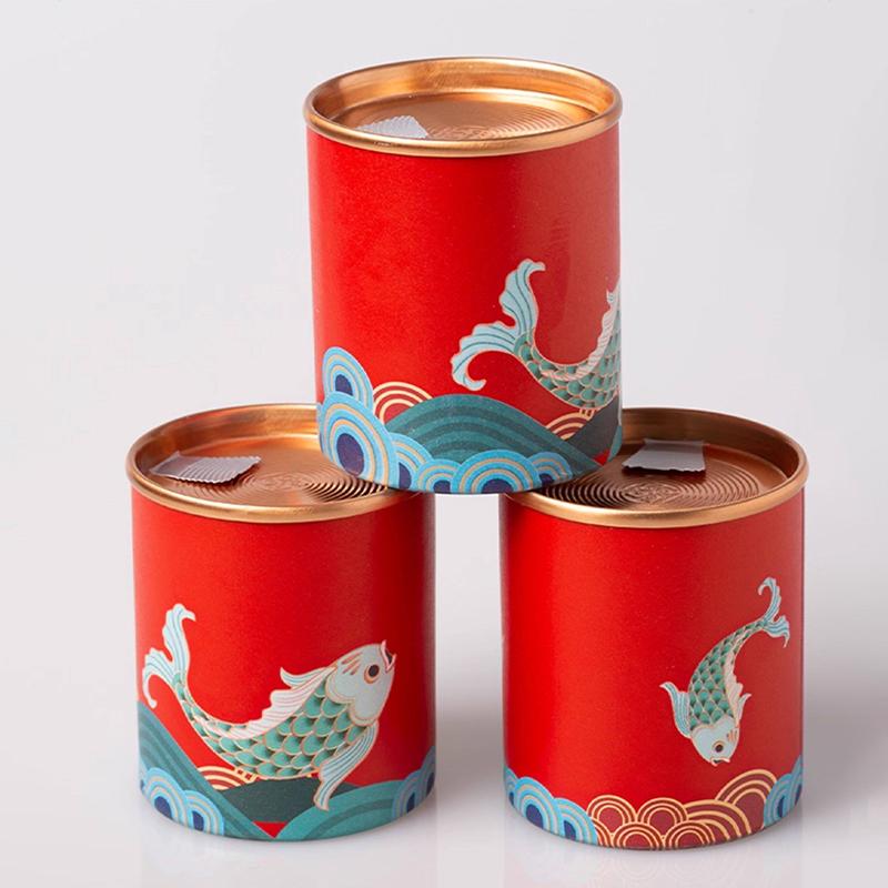 Retro Koi Fish Mini Empty Tea Tin Can Household Tea Sealed Jar Portable Travel Small Tea Box Paper Storage Can