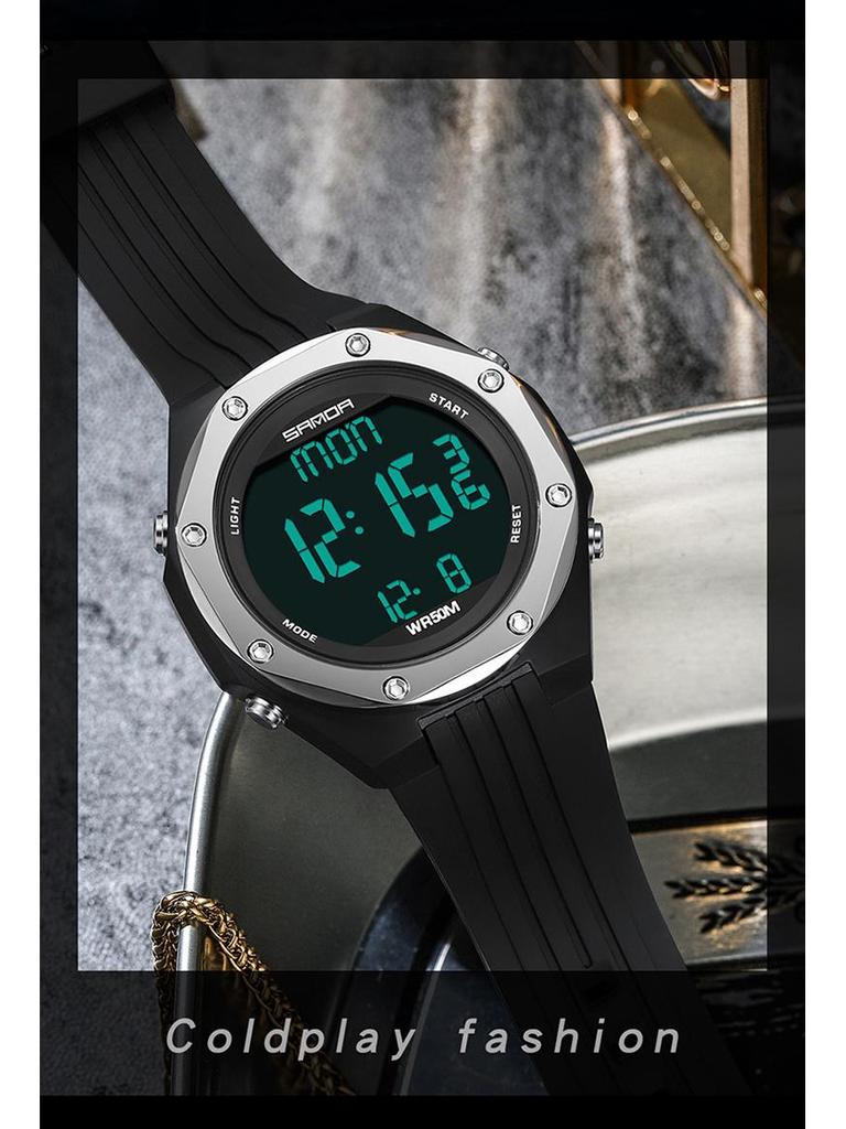 Sanda Men's Waterproof Digital Sports Watch with Backlight and Multifunctional Features