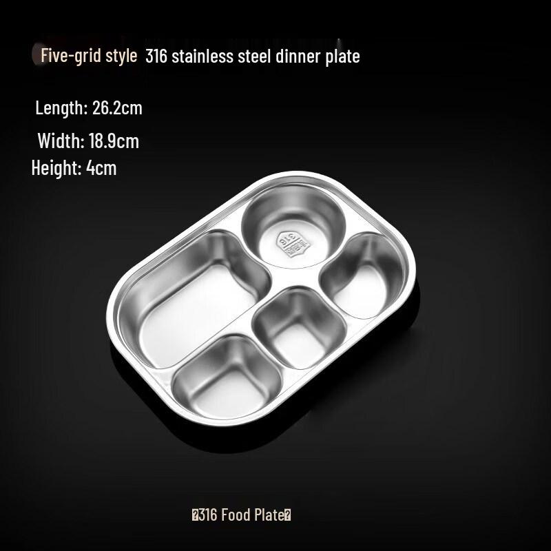 ZISIZ 316 Stainless Steel Lunch Plate for Adults