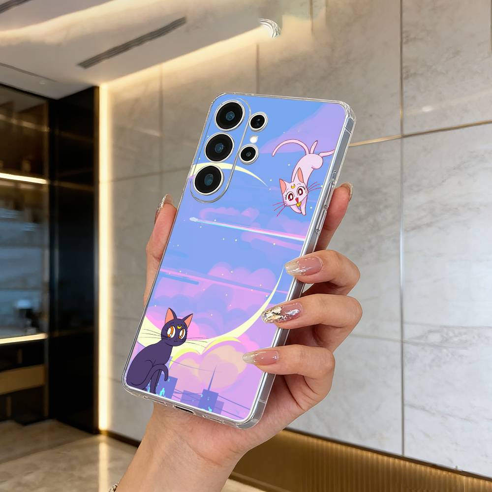 S-Sailor- Moon Clear Phone Case for Samsung S25, S24, S21, S22, S23, S30, Ultra, S20, Plus, FE, Lite