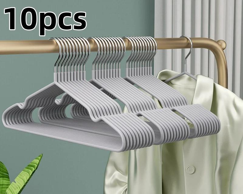 10 Non-slip Coated Metal Suit Hangers Heavy Duty Hangers Metal Shirt Hangers Traceless Simple Hangers Multifunctional Hangers