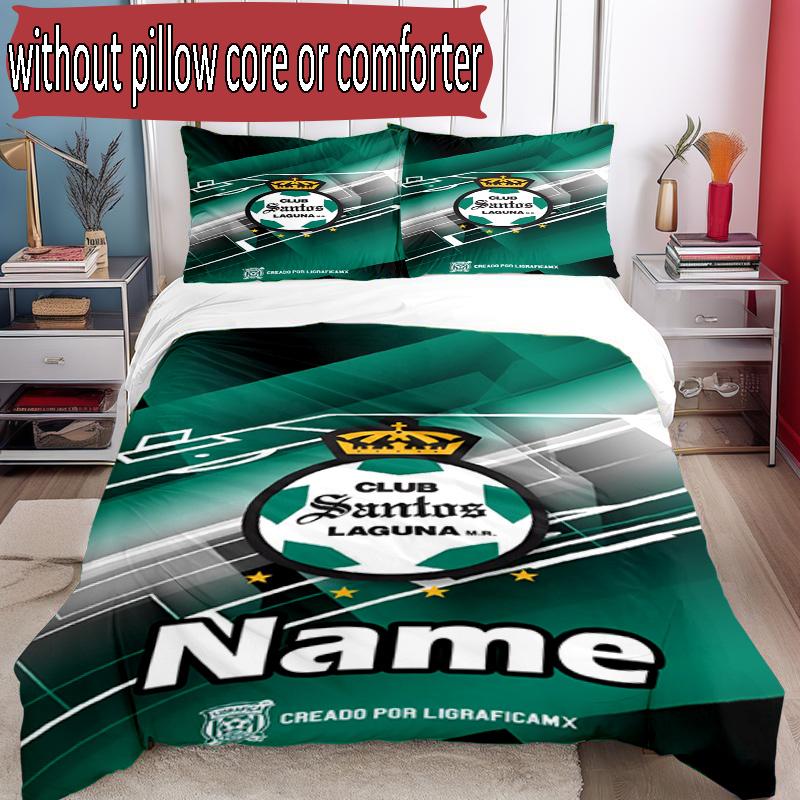 3pcs Duvet Cover Set (1*Duvet Cover + 2*Pillowcase, Without Core), Custom Name Club Santos Laguna Pattern Bedding Set, Home Bedroom Decor Gift