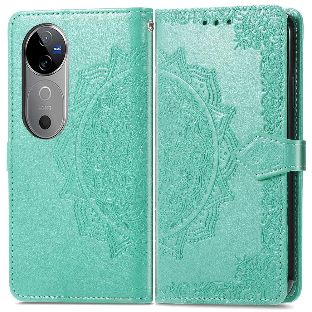 Pro vivo V40 5G Pouzdro Mandala Reliéfní Design Kožená Peněženka Kryt na Telefon