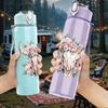 1PC Cow Skull Rose Western Floral Print 750ml Color Plastic Sports Water Bottle Leakproof Flip Straw Lid Suitable for Sports Office Home Use