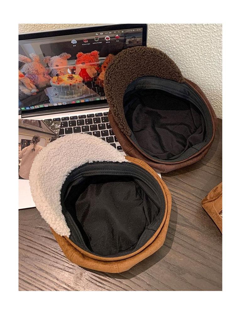 Melard Women's Brown Suede British Beret - Winter Retro Newsboy Cap, Face-Slimming & Stylish