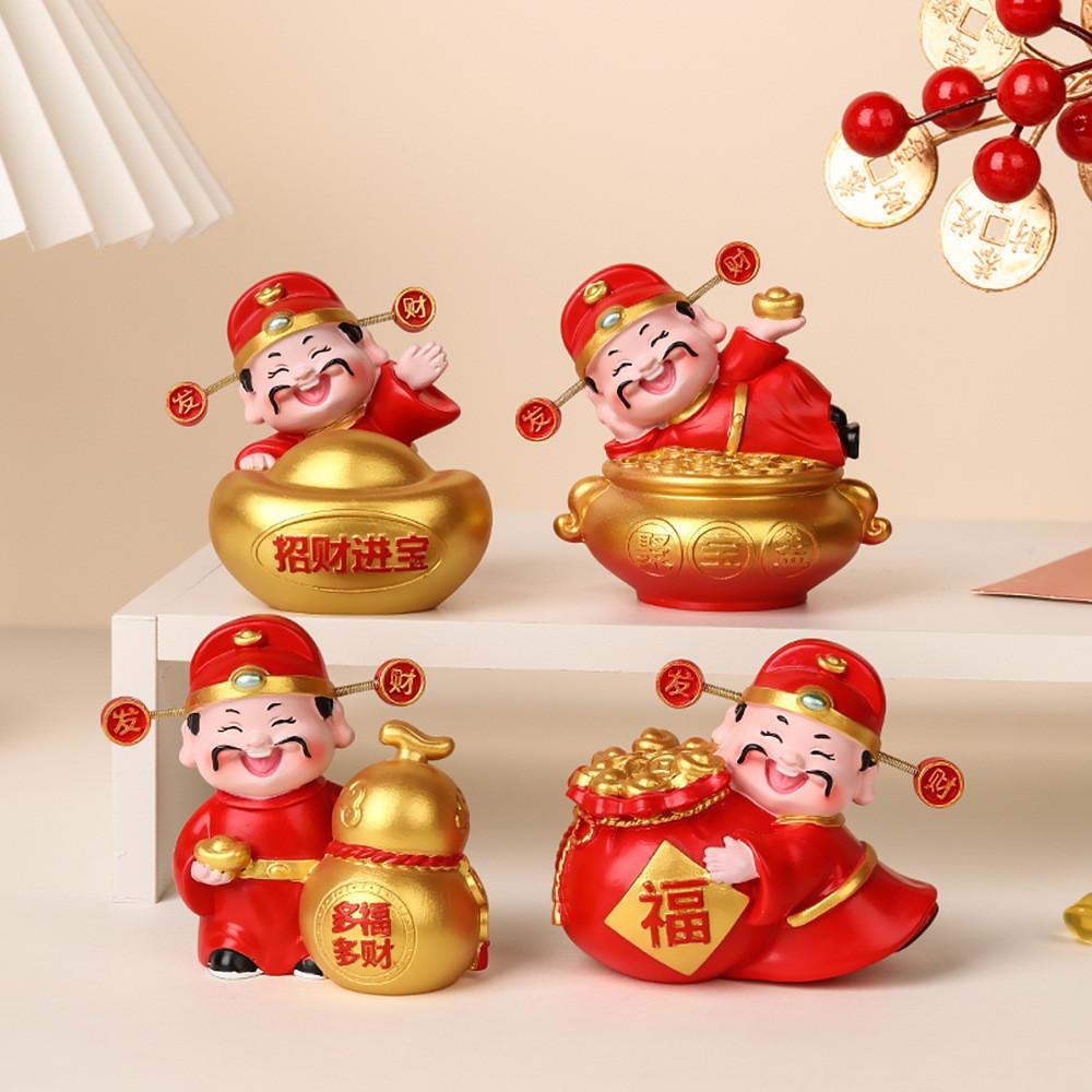 Feng Shui Wealth God Resin Decor With Handpainted Craft For Home Or Office
