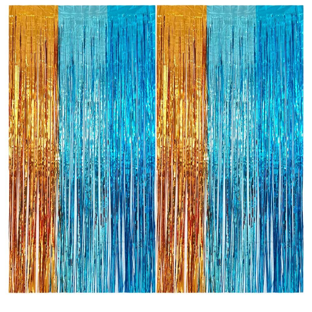 Color-Block Tinsel Curtain 1x2m - Festive Background for Christmas, Halloween, and Birthdays