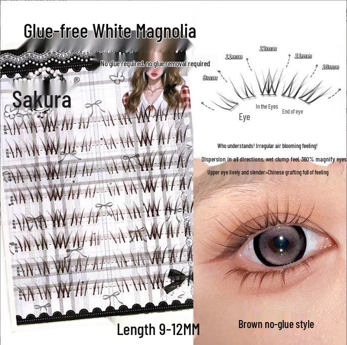 Ying Lier Natural Cluster Fox-Eye Eyelashes - Beginner-Friendly and Glue-Free