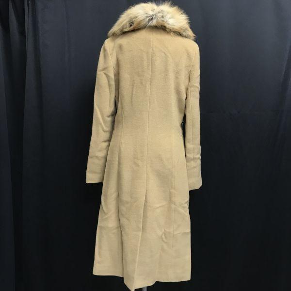 Japan EPOCA Removable Fur Cashmere Wool Long Coat Women S-M Beige(USED)